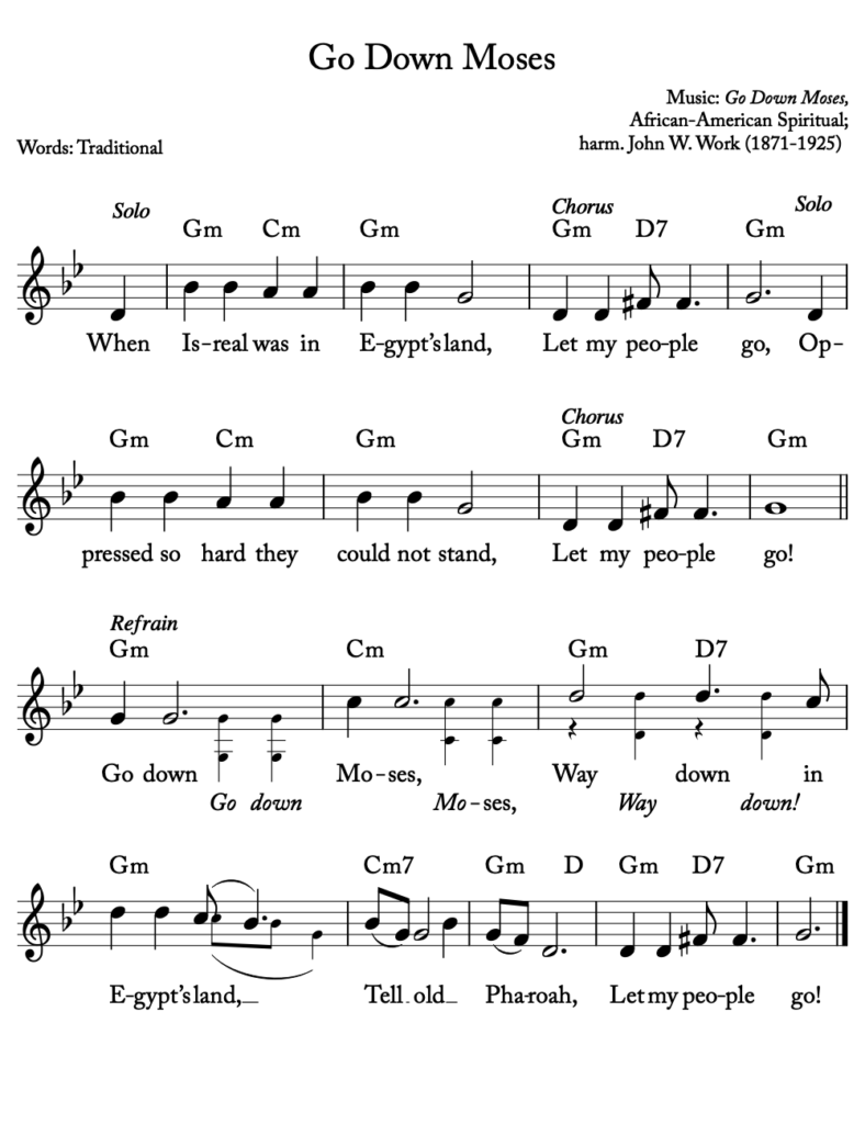 Go Down Moses lead sheet